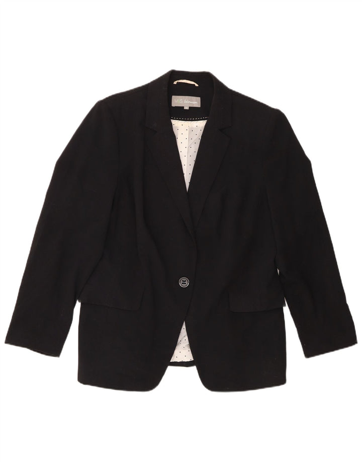 Marks & Spencer Veste blazer à 1 bouton pour femme UK 16 Large Noir Polyester
