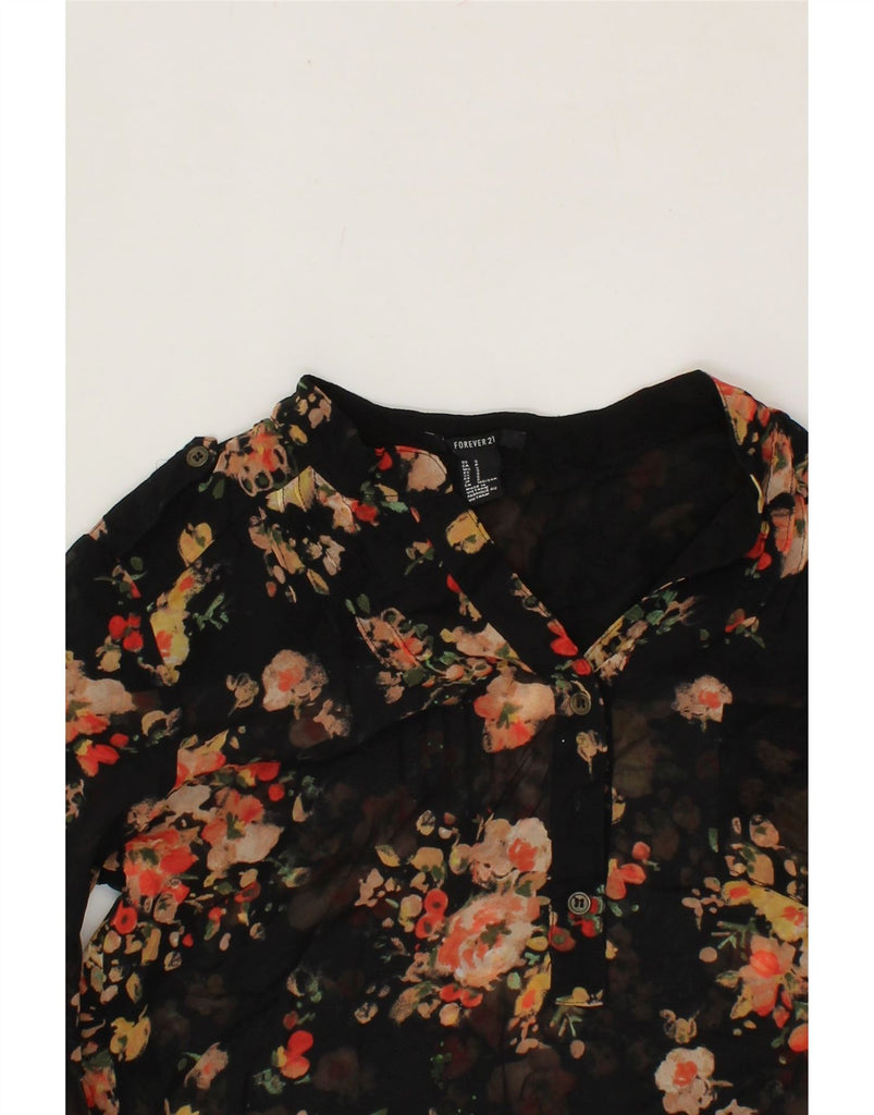 FOREVER 21 Womens Long Sleeve Blouse Top UK 10 Small Black Floral Vintage Forever 21 and Second-Hand Forever 21 from Messina Hembry 