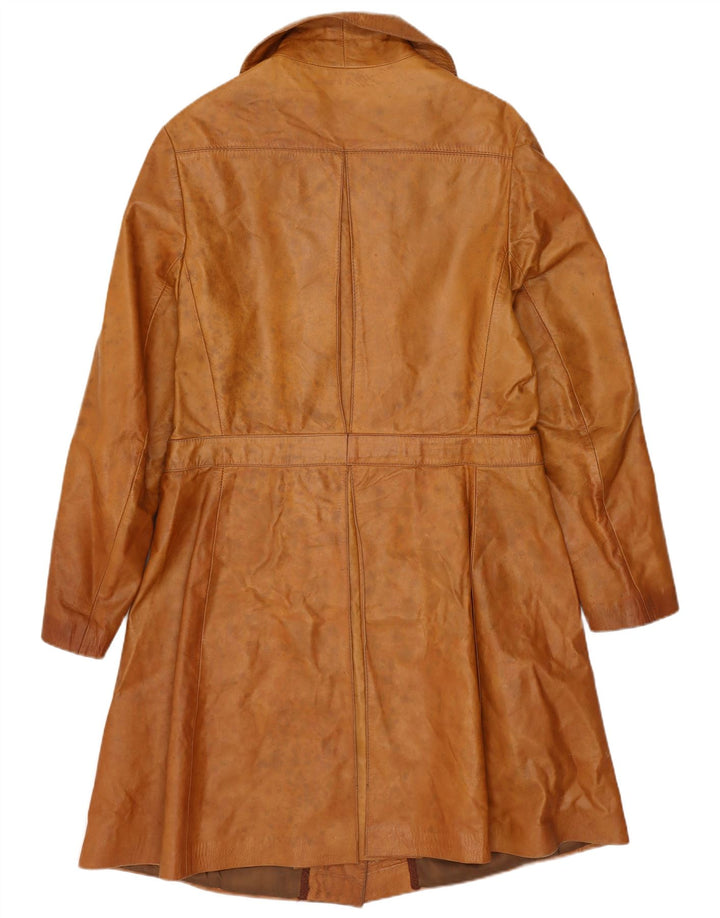 manteau en cuir femme vintage UK 10 Petit Brun