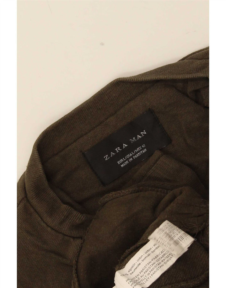 Zara Mens Survêtement Top Jacket Large Kaki Coton