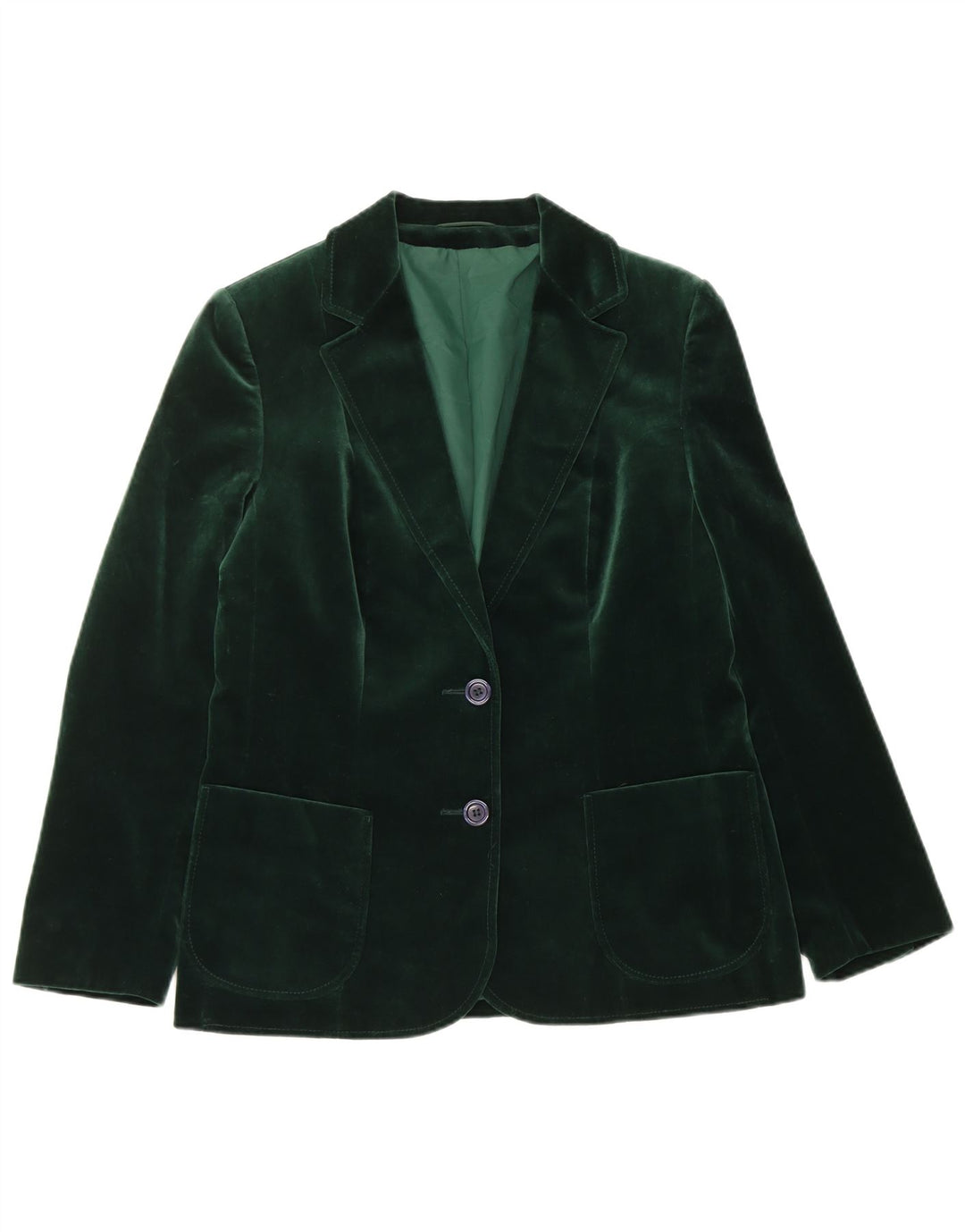 St Michael Veste blazer en velours à 2 boutons pour femme UK 14 en coton vert moyen