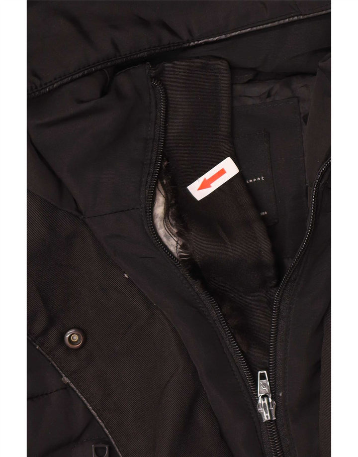 Zara Manteau rembourré à capuche pour femme UK 14 Medium Noir