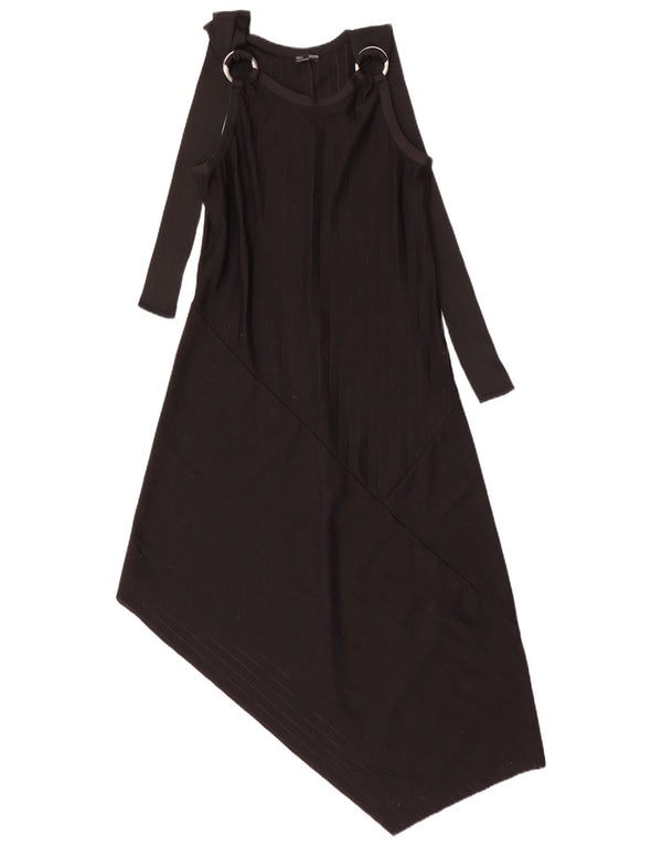 Zara Robe asymétrique à manches longues pour femme UK 12 Medium Black Pinstripe
