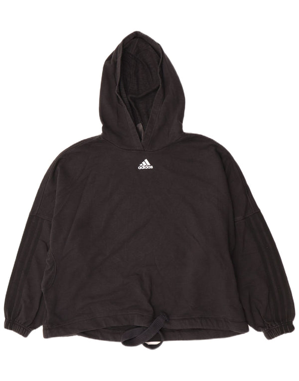Adidas Pull à capuche surdimensionné pour femme UK 4/6 XS Noir Coton