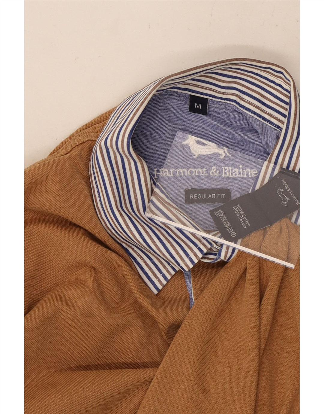 HARMONT & BLAINE Polo de Rugby à Manches Longues Homme Coton Beige Moyen