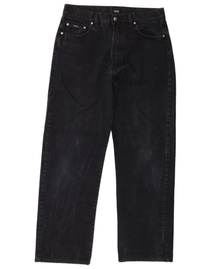 Hugo Boss Jean droit W34 L30 pour homme en coton noir