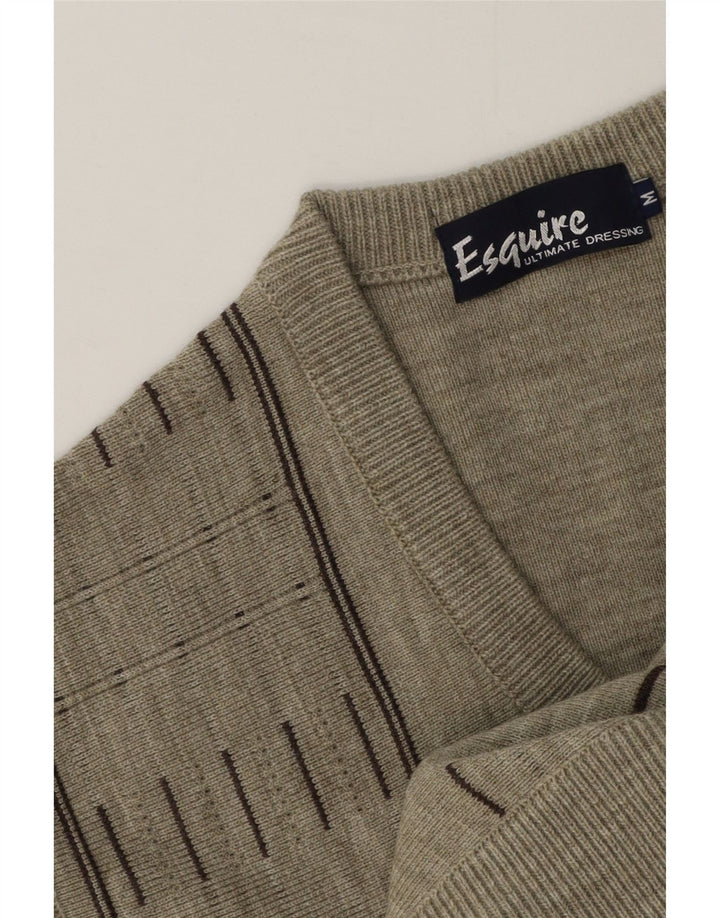 vintage Mens Vest Débardeur Gris Moyen Géométrique