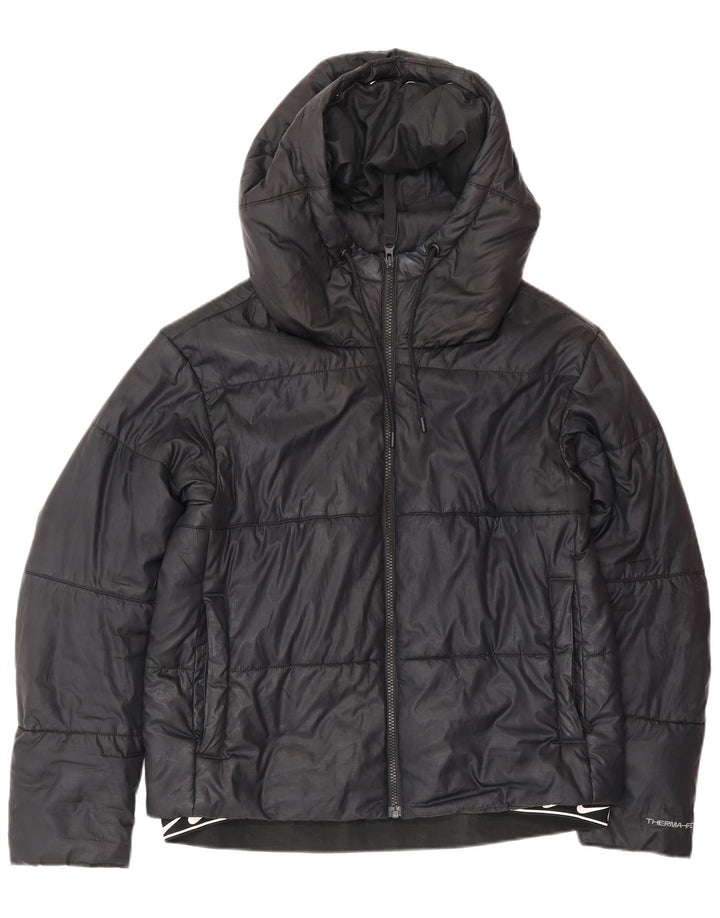 NIKE Veste matelassée à capuche Therma-Fit Graphic pour femme UK 14 Noir moyen