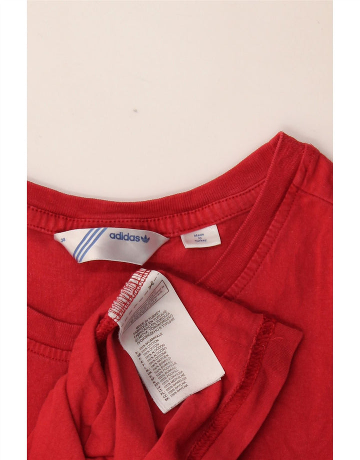 ADIDAS T-Shirt Graphique Femme Top IT 38 Petit Rouge Coton