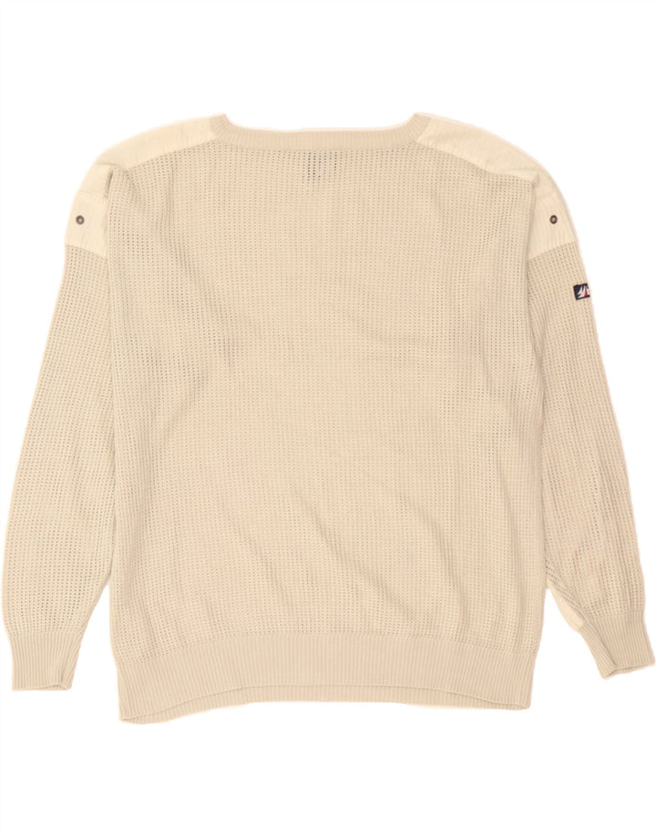 CAGI Mens Boat Neck Jumper Sweater Medium Beige Cotton Vintage Cagi and Second-Hand Cagi from Messina Hembry 