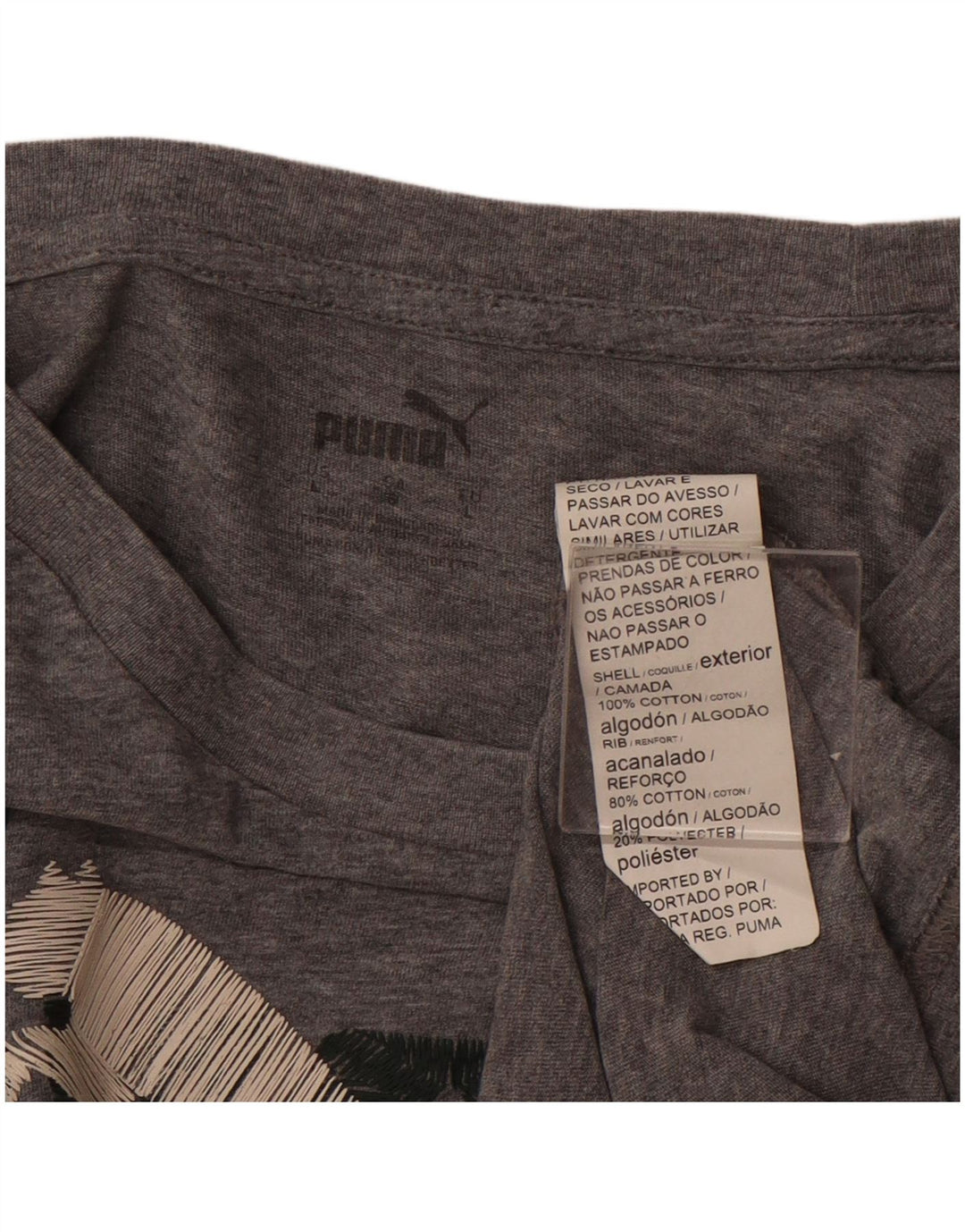 PUMA T-shirt graphique pour femme UK 16 Large Gris Coton
