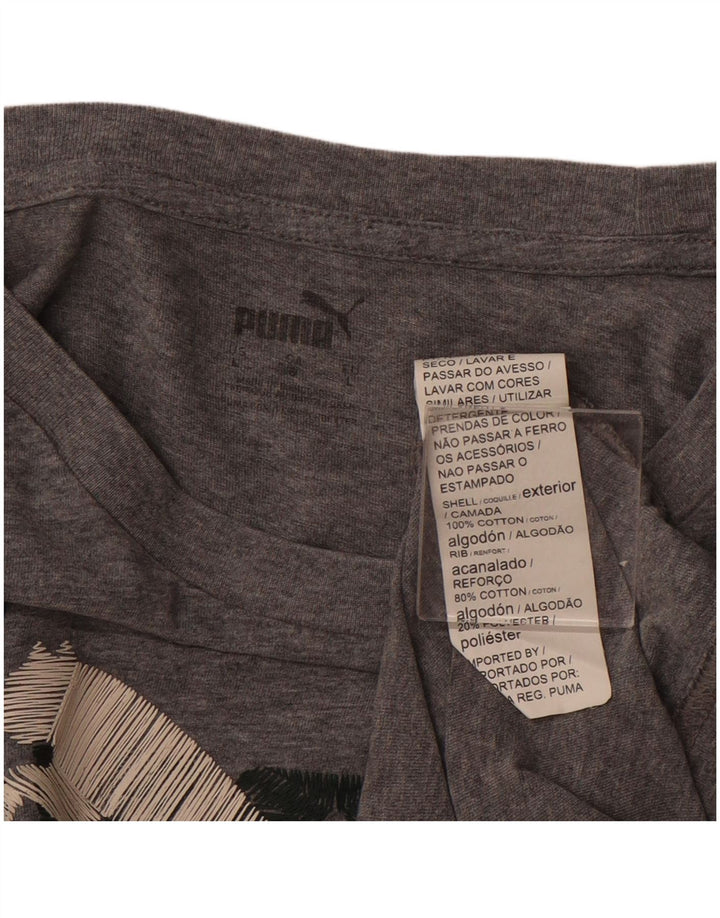PUMA T-shirt graphique pour femme UK 16 Large Gris Coton