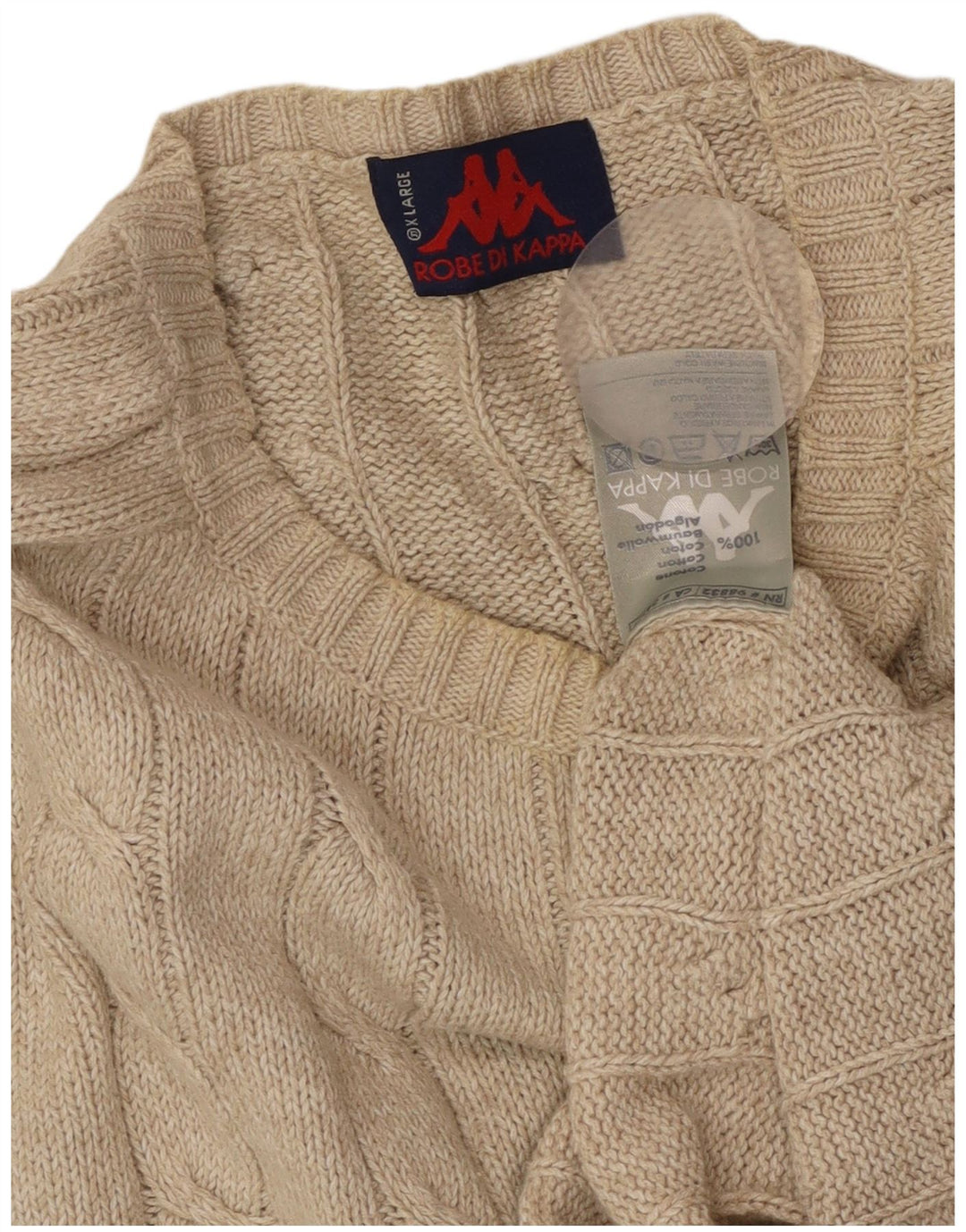 KAPPA Pull col rond homme XL coton beige