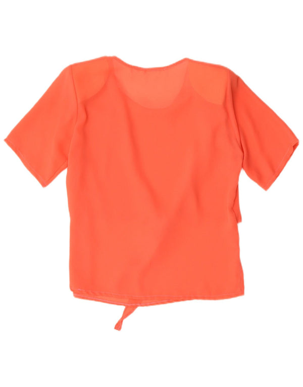 vintage Femme Blouse Oversize Top UK 10 Petit Orange Polyamide