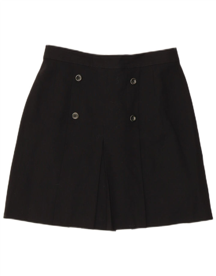 vintage Femme Mini Jupe IT 44 Moyen W28 Laine Vierge Noire
