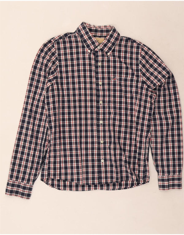 Hollister Chemise Homme Large Bleu Marine Carreaux Coton