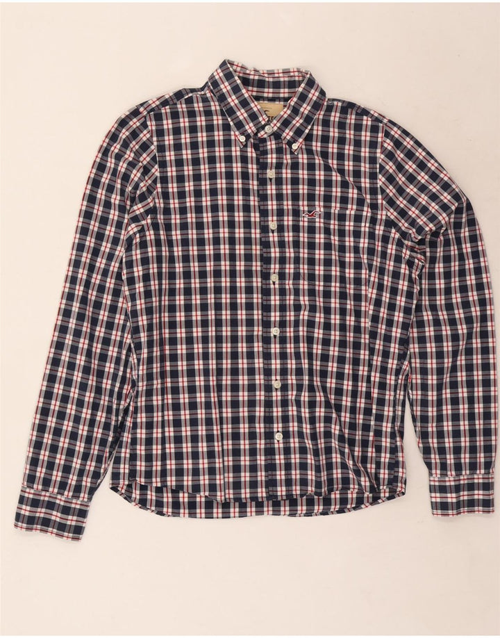 Hollister Chemise Homme Large Bleu Marine Carreaux Coton