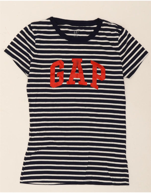 Gap Womens Graphic T-Shirt Top UK 6 XS Bleu Marine Rayé Coton