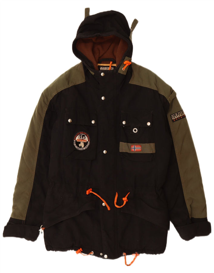 NAPAPIJRI Veste coupe-vent à capuche pour homme UK 38 Medium Noir Polyamide