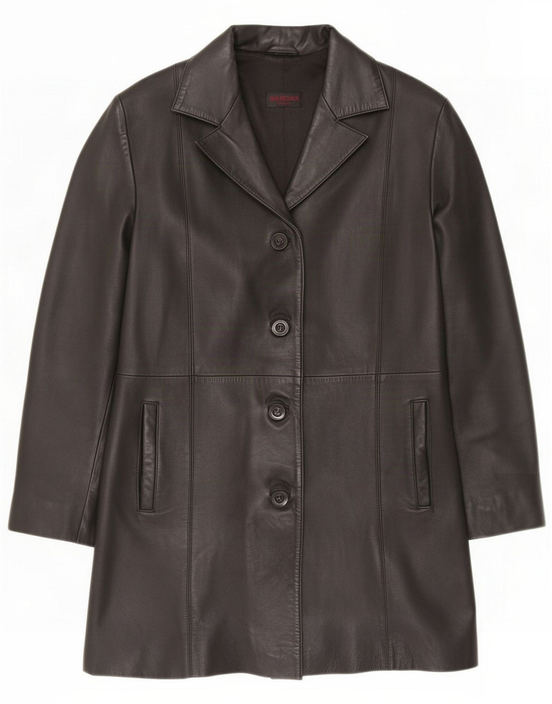 Sardar Manteau en cuir à 4 boutons pour femme UK 12 Medium Noir