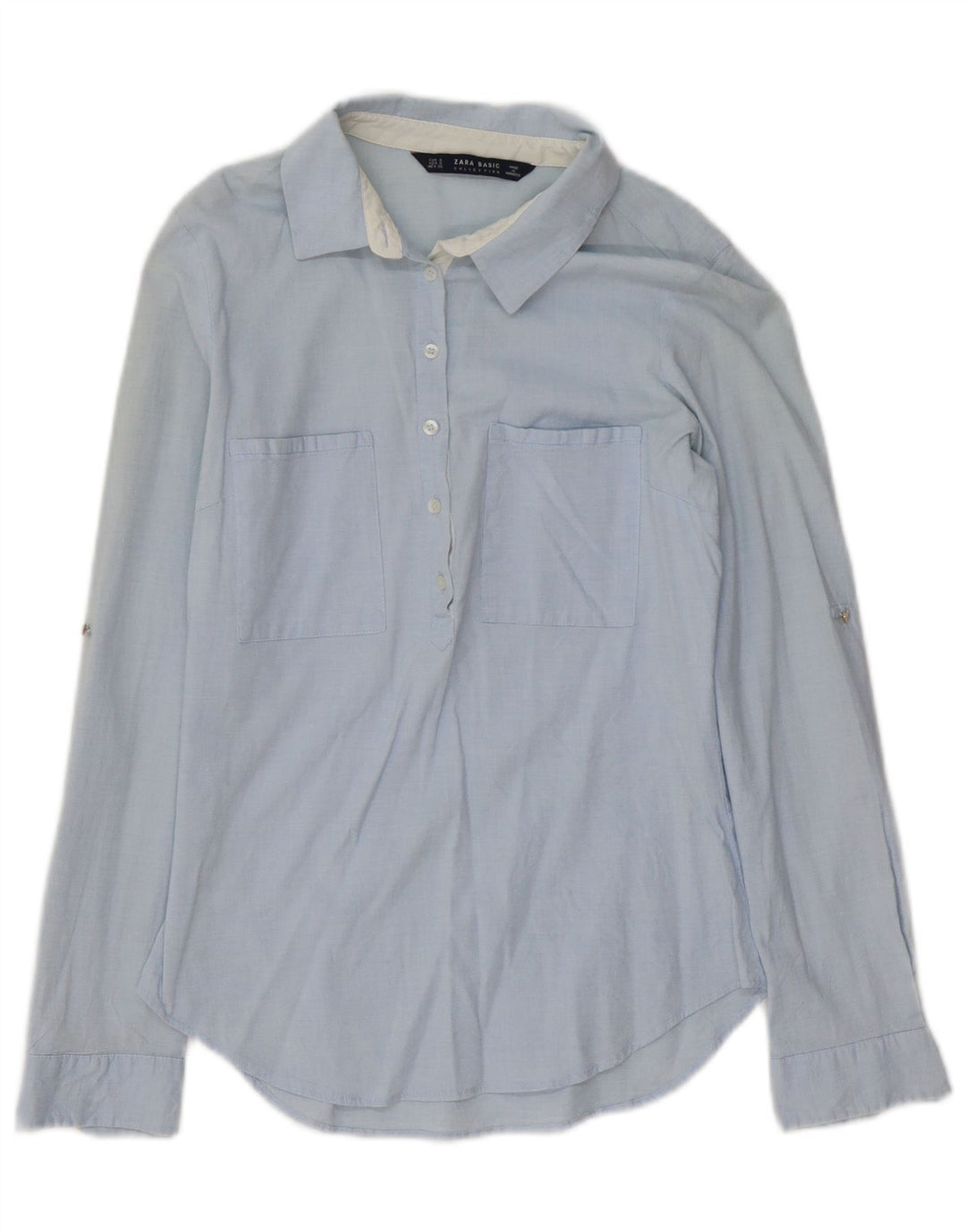 Zara Femme Pull Chemise UK 10 Petit Bleu