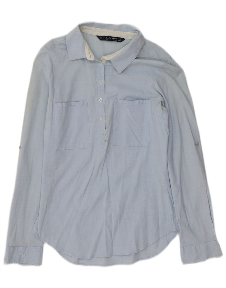 Zara Femme Pull Chemise UK 10 Petit Bleu