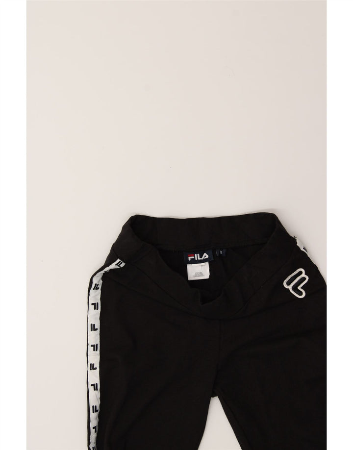 FILA Womens Graphic Leggings UK 10 Small Black Cotton Vintage Fila and Second-Hand Fila from Messina Hembry 