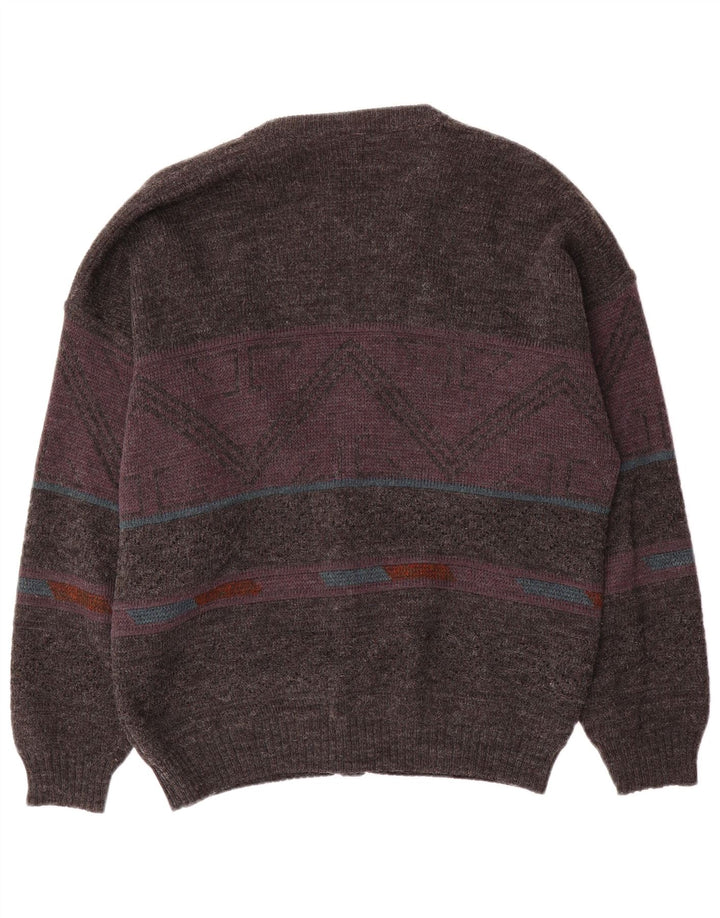 Angelo Litrico Pull Cardigan Homme EU 48/50 Gris Moyen Acrylique Géométrique