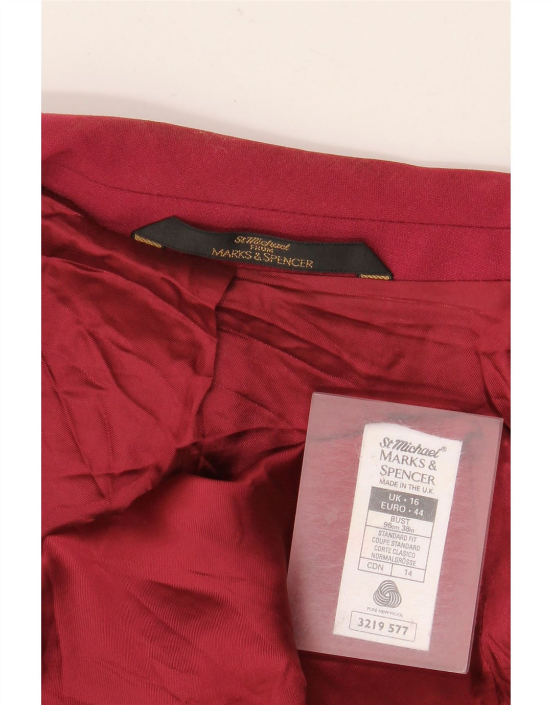 Marks & Spencer Veste blazer coupe standard pour femme UK 16 Large Bordeaux