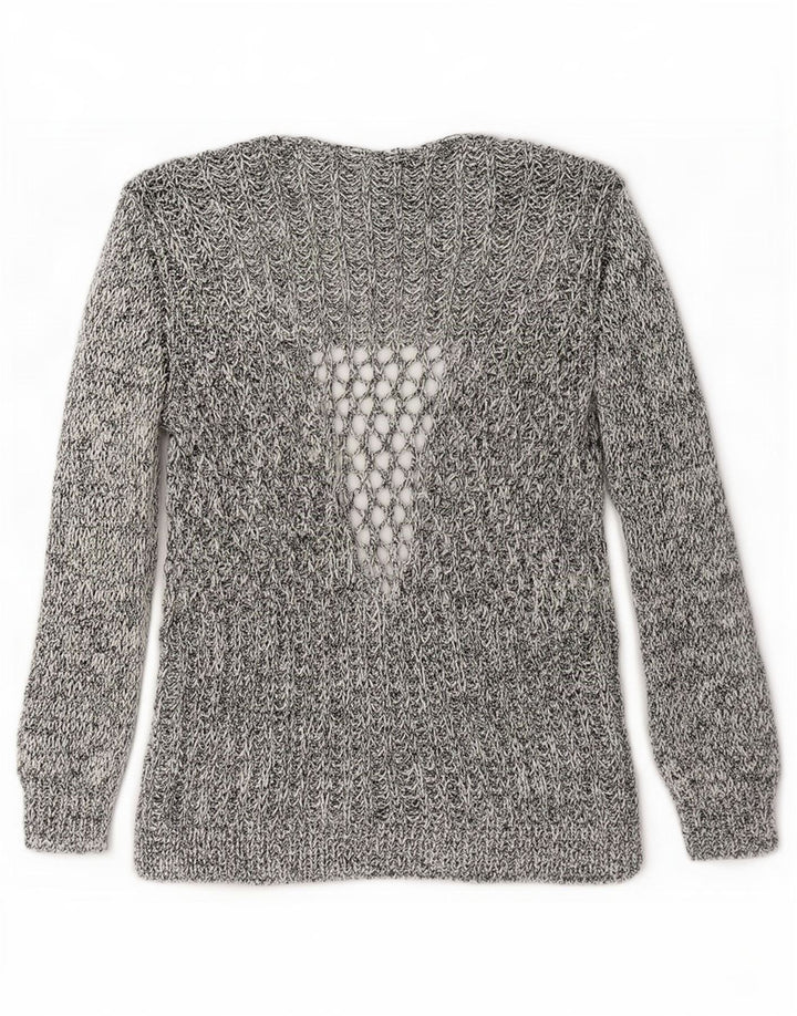 Zara Womens Open Cardigan Sweater UK 12 Gris Moyen Moucheté