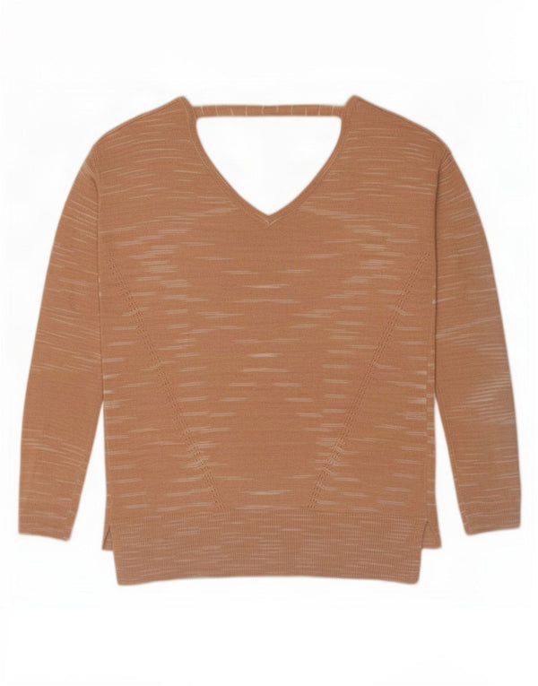 Marks & Spencer Womens V-Neck Jumper Sweater UK 10 Small Pink Striped