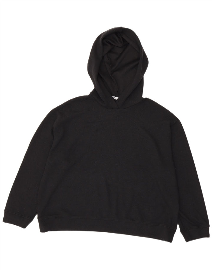 Zara Pull à capuche surdimensionné pour femme UK 16 Large Noir Polyester