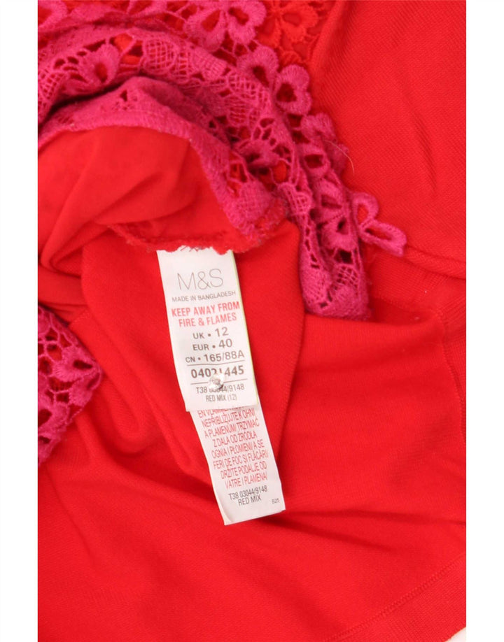 Marks & Spencer Haut chemisier en dentelle pour femme UK 12 Polyester floral rouge moyen