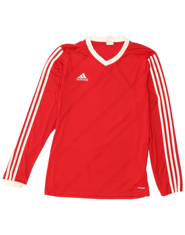 Adidas Hommes Climalite Haut À Manches Longues Rouge Moyen Polyester