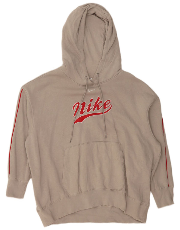 NIKE Pull à capuche graphique surdimensionné pour femme UK 14 Grand coton gris