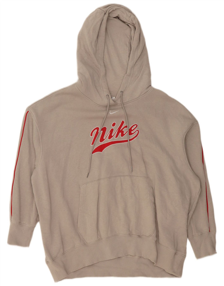 NIKE Pull à capuche graphique surdimensionné pour femme UK 14 Grand coton gris