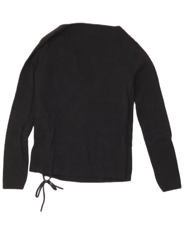 Zara Femme Top Manches Longues UK 14 Large Noir Viscose