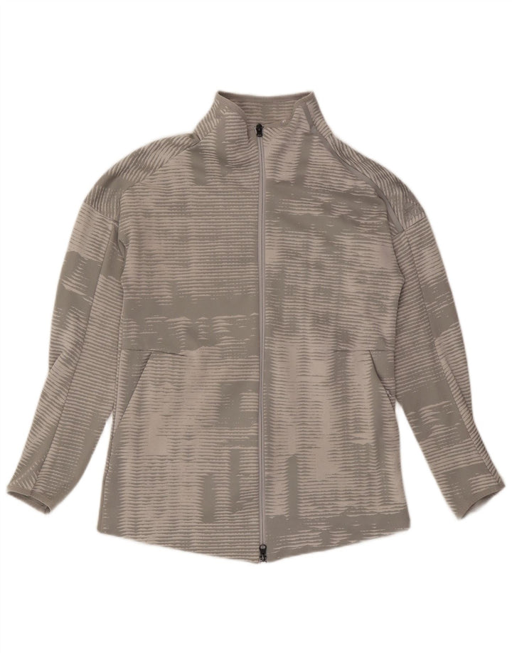 ADIDAS Veste de survêtement pour femme UK 12/14 Polyester rayé gris moyen