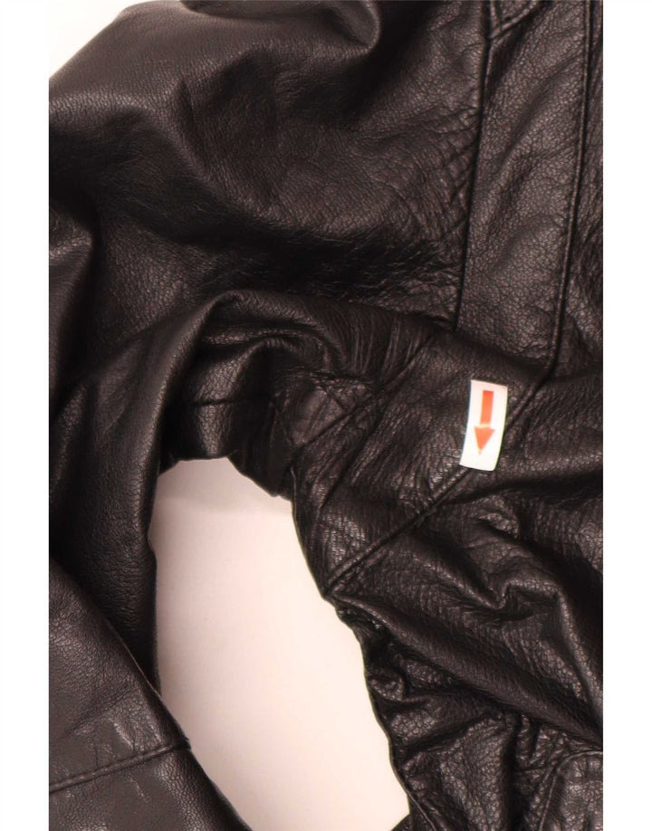 veste de motard en cuir vintage pour hommes IT 52 Grand Noir