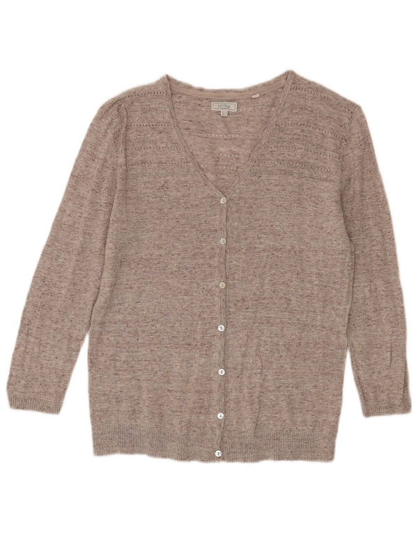 Fat Face Cardigan à manches 3/4 pour femme en coton moucheté beige UK 6 XS