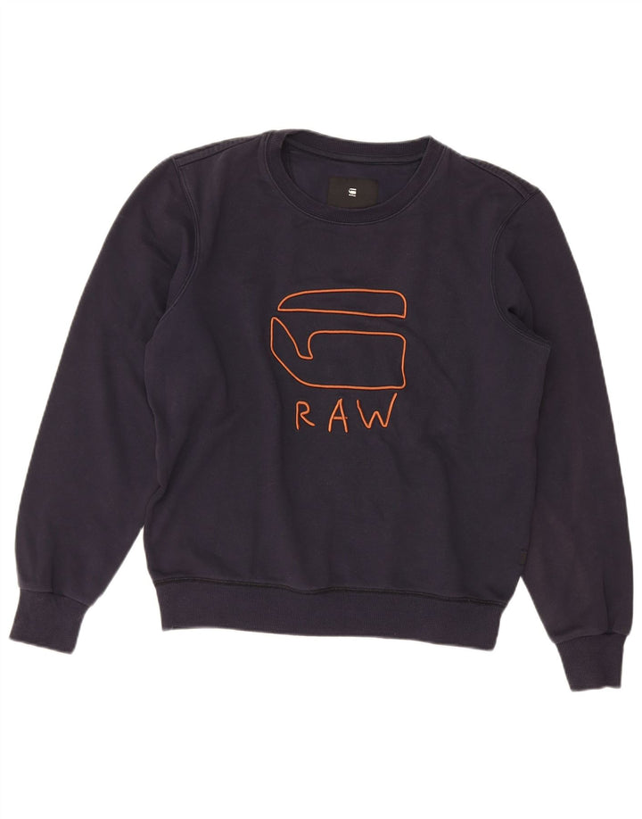 G-STAR Mens Graphic Sweatshirt Jumper Medium Navy Blue Cotton
