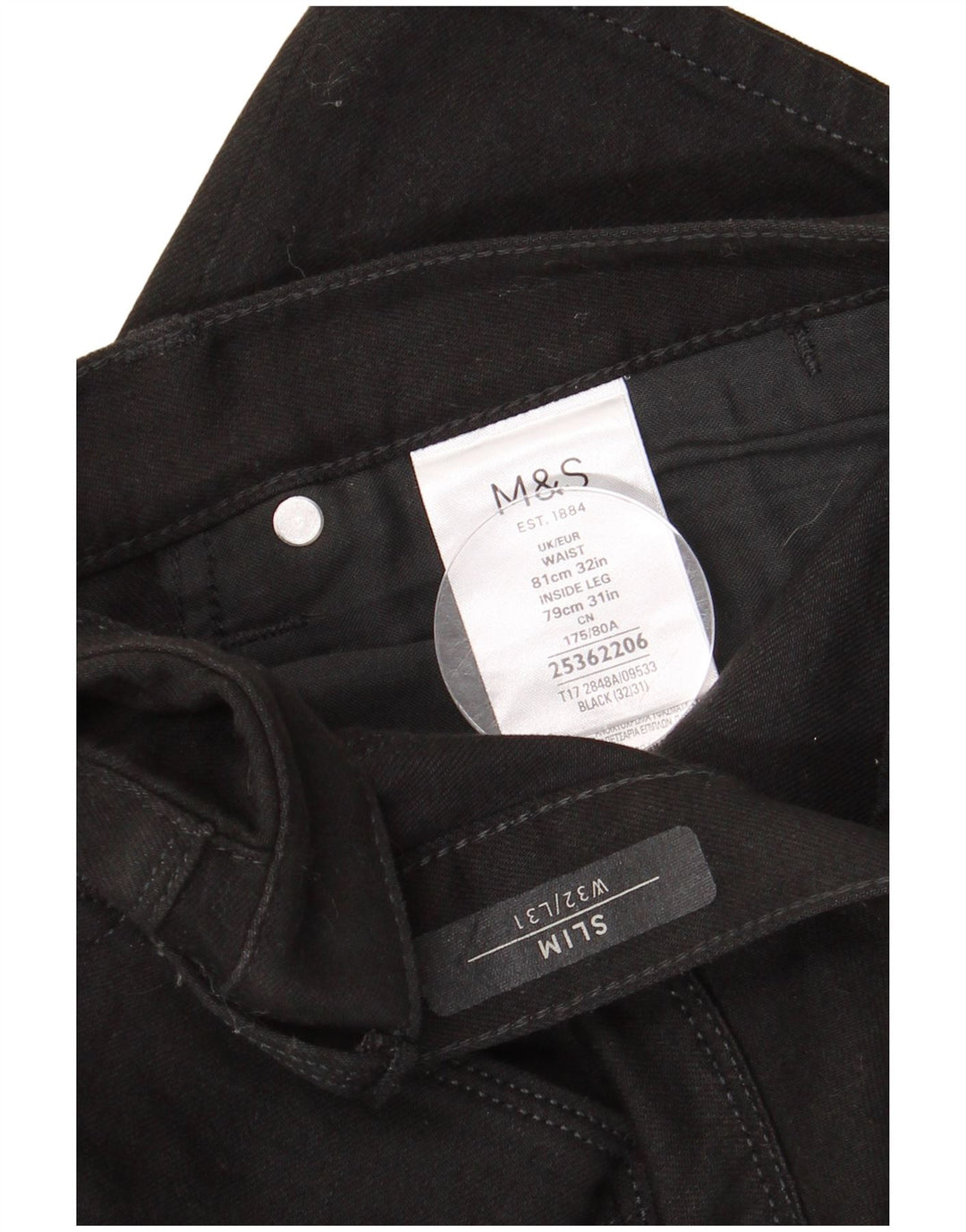 MARKS & SPENCER Jean Slim Homme W32 L31 Coton Noir