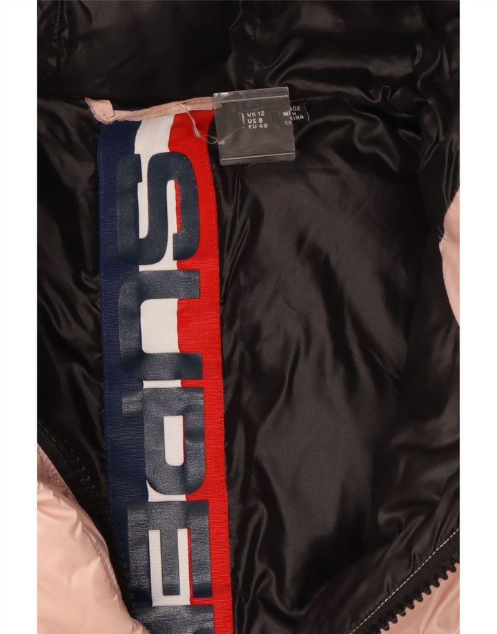 Superdry Veste matelassée à capuche pour femme UK 12 Nylon rose moyen
