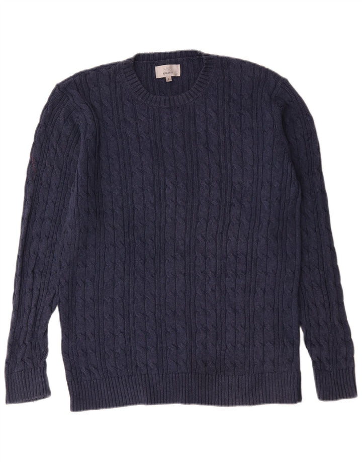 Marks & Spencer Pull à col rond coupe classique pour homme Bleu marine Taille L