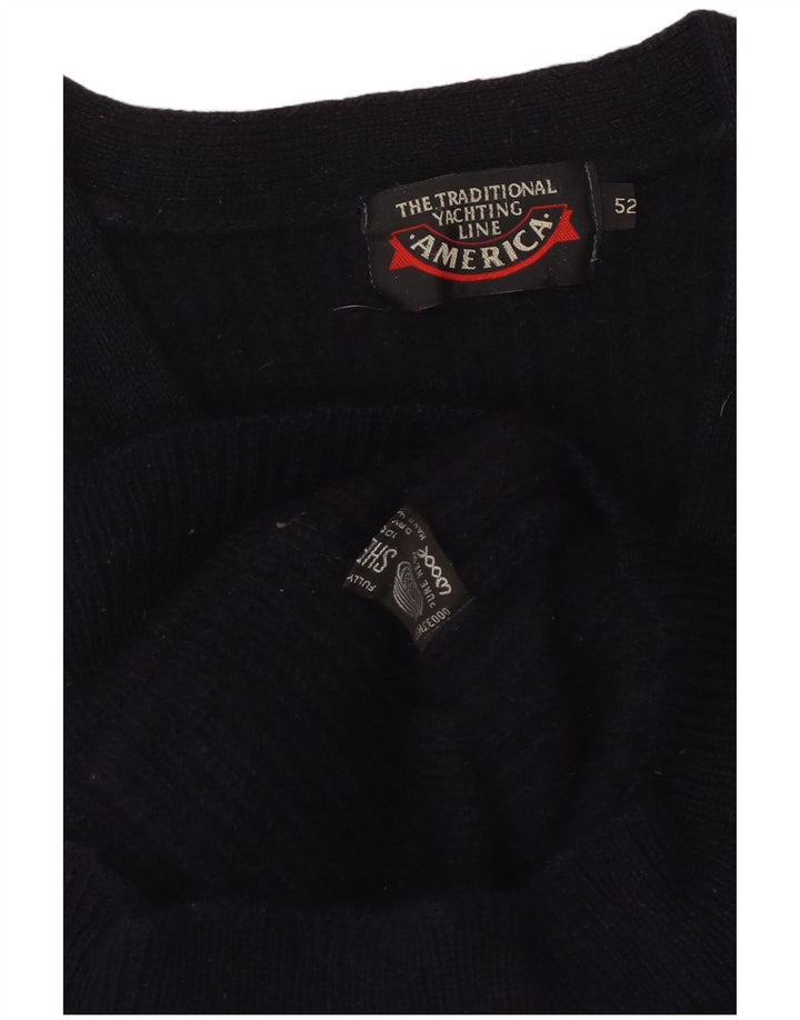AMERICA Pull Cardigan Femme IT 52 2XL Bleu Marine Laine
