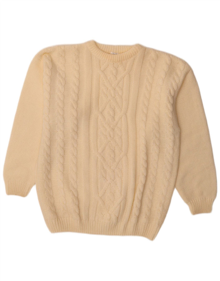 Angelo Muroni Pull à col rond pour homme en polyacrylique blanc cassé