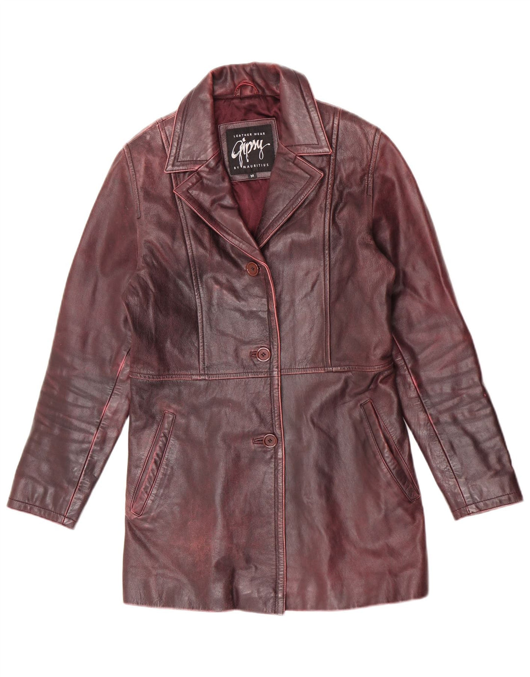 Gipsy by Mauritius Manteau en cuir pour femme UK 12 Bordeaux moyen