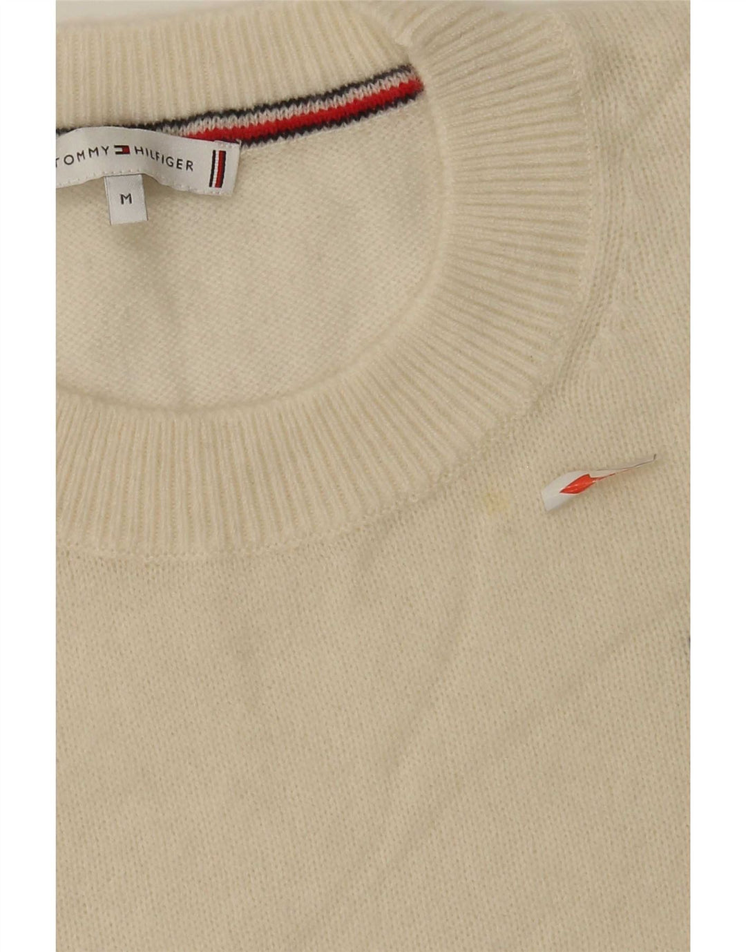 Tommy Hilfiger Pull à col rond pour femme UK 14 en laine blanc cassé moyen