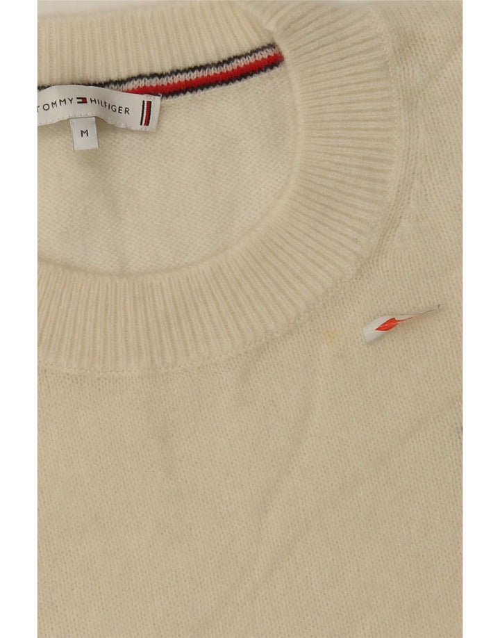 Tommy Hilfiger Pull à col rond pour femme UK 14 en laine blanc cassé moyen