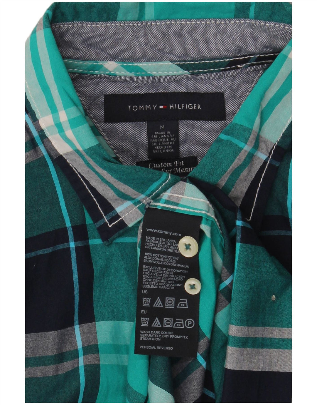 Tommy Hilfiger Chemise sur mesure pour homme en coton à carreaux bleu moyen
